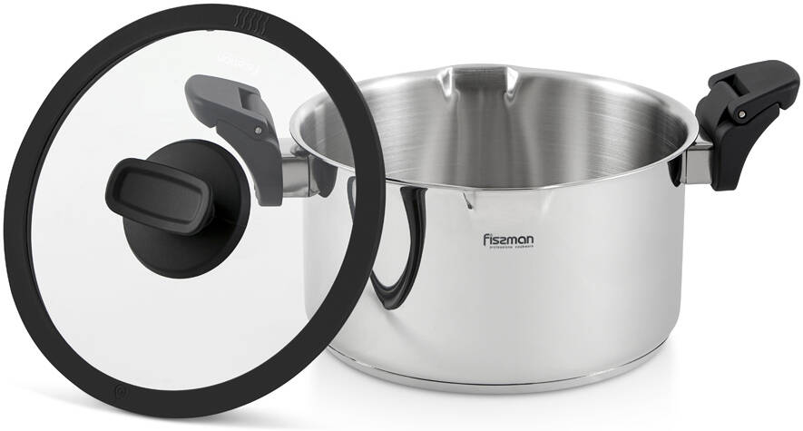 Fissman Stockpot 24x13 cm/5.6 L Stainless Steel With Glass Lid