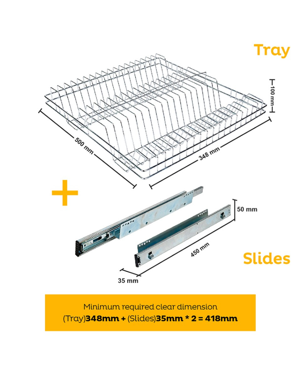 Tansel Double Rack Plate Pull Out Drawer with Slides L 348 x H 100 x W 500 mm