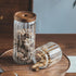 1Chase Borosilicate Stripe Glass Food Storage Jar With Acacia Wood 20 cm 900 ML 1 Piece