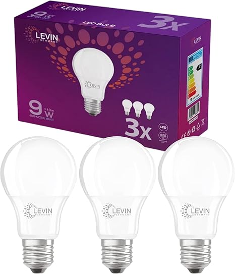 Levin LED A-BULB 9W 6500K E27 Pack of 3