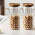 1Chase Borosilicate Stripe Glass Food Storage Jar With Acacia Wood 20 cm 900 ML 1 Piece