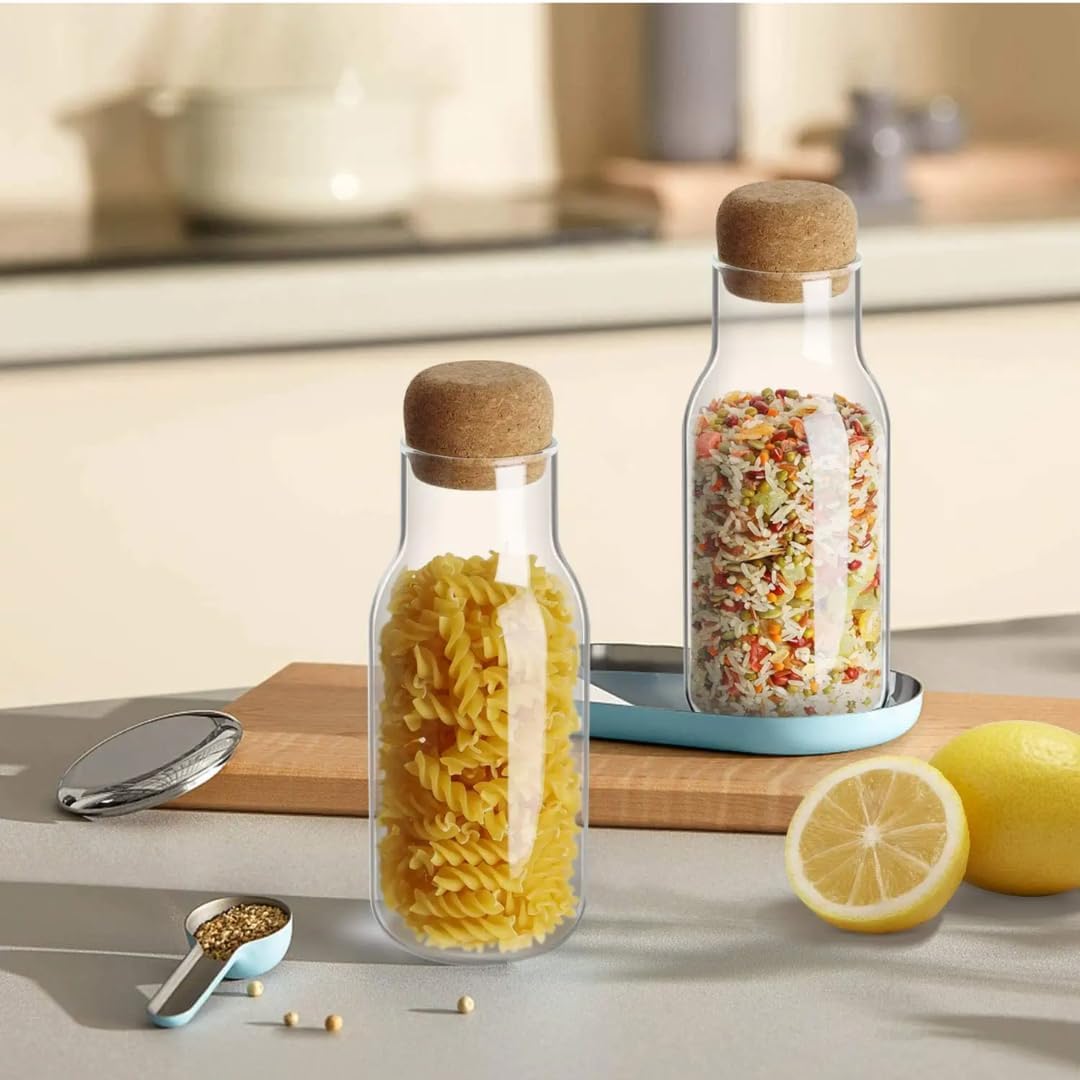 1Chase Borosilicate Glass Storage Jar with Cork Lid 750 ML 1 Piece