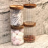 1Chase Borosilicate Stripe Glass Food Storage Jar With Acacia Wood 15 cm 700 ML