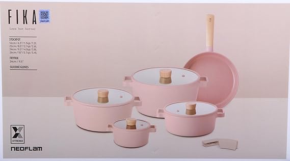 Neoflam Fika Cookware Mini Peach Set of 11