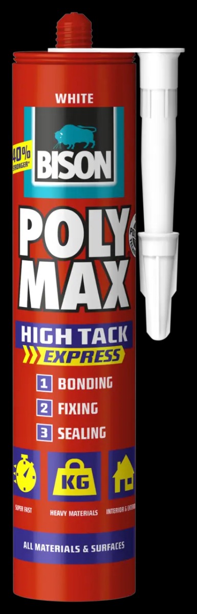 Bison Poly Max High Tack Express Construction Adhesive and Sealant Tube 165g