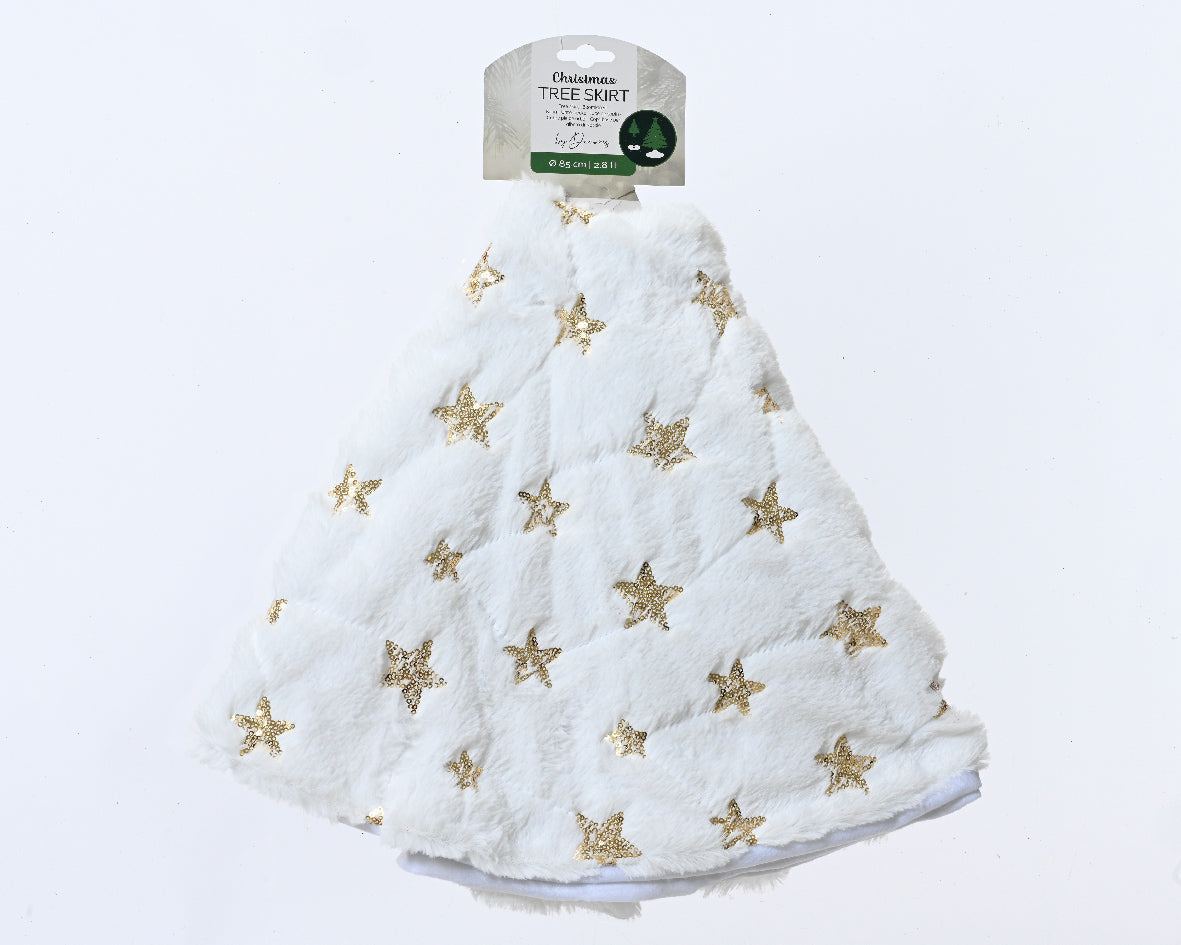 Hoomesmiths Tree Skirt Polyester Stitching Gold Star 85cm