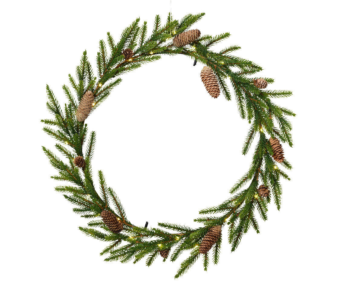 Homesmiths Slim Wreath Micro LED Battery Operated Indoor 80cm