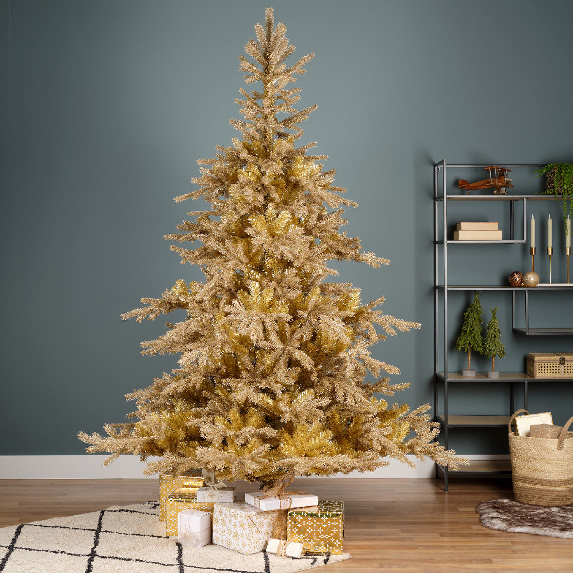 Homesmiths Tiffany Fir Glitter Gold 210cm