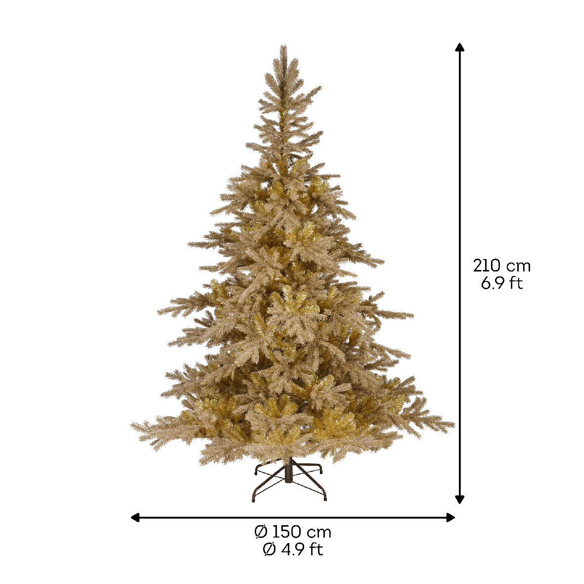 Homesmiths Tiffany Fir Glitter Gold 210cm