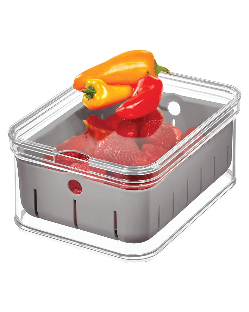 Interdesign Crisp Berry Bin 6.5 x 8.5 x 3.75 Inch Clear& Grey