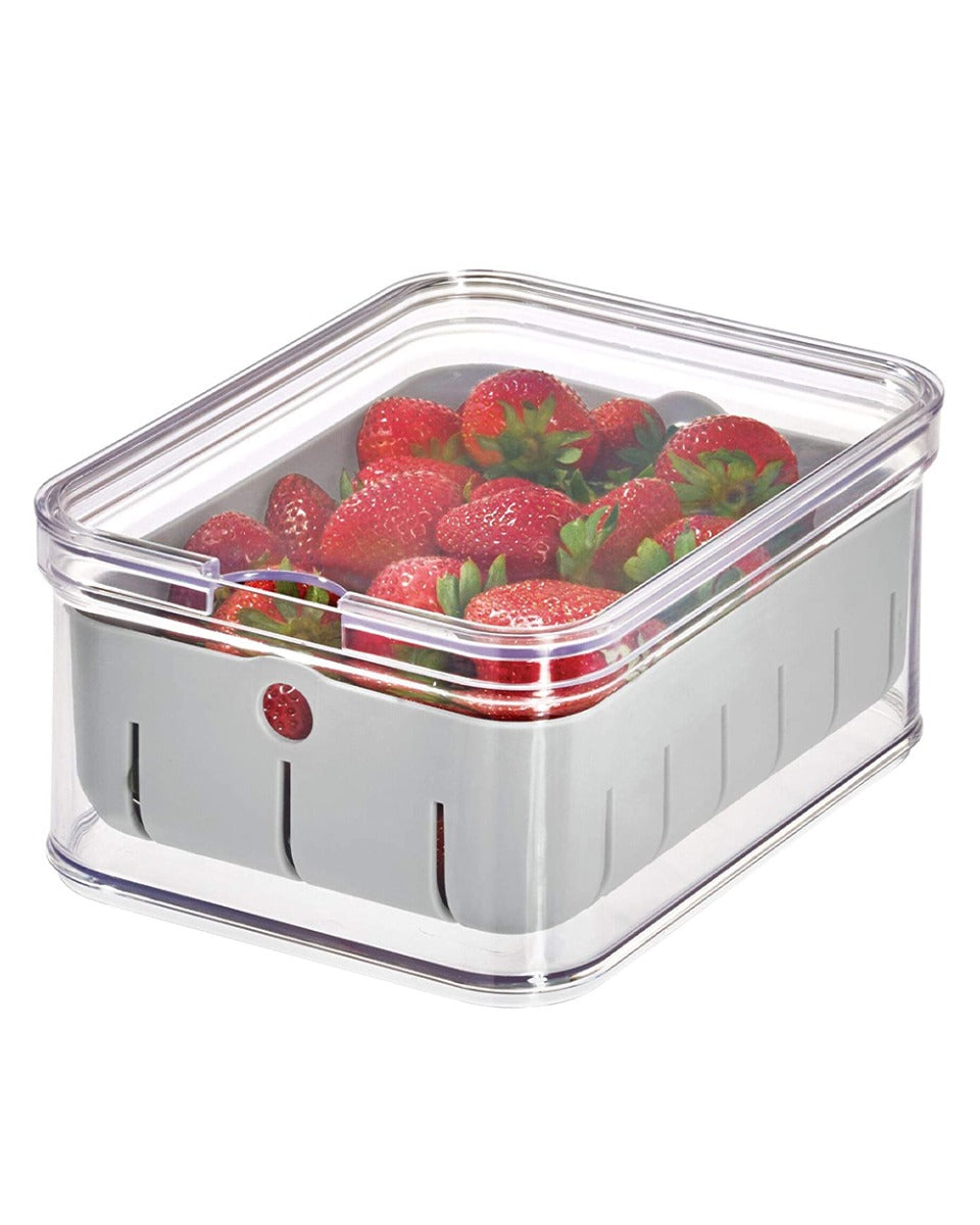 Interdesign Crisp Berry Bin 6.5 x 8.5 x 3.75 Inch Clear& Grey