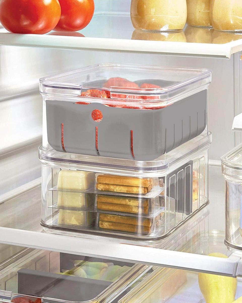 Interdesign Crisp Berry Bin 6.5 x 8.5 x 3.75 Inch Clear& Grey