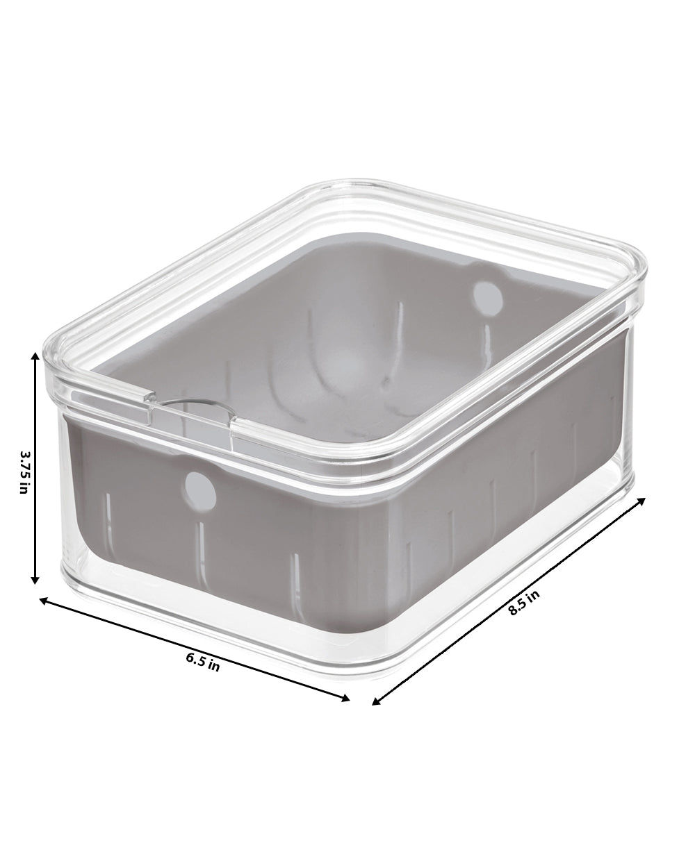 Interdesign Crisp Berry Bin 6.5 x 8.5 x 3.75 Inch Clear& Grey
