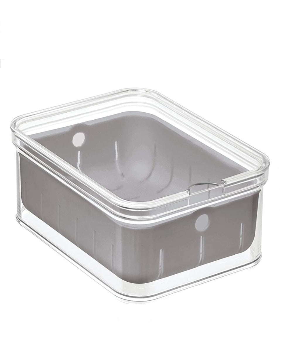 Interdesign Crisp Berry Bin 6.5 x 8.5 x 3.75 Inch Clear& Grey