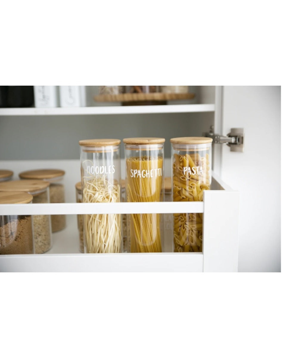 Little Storage Co Tall Bamboo and Glass Storage Jar 1.25L