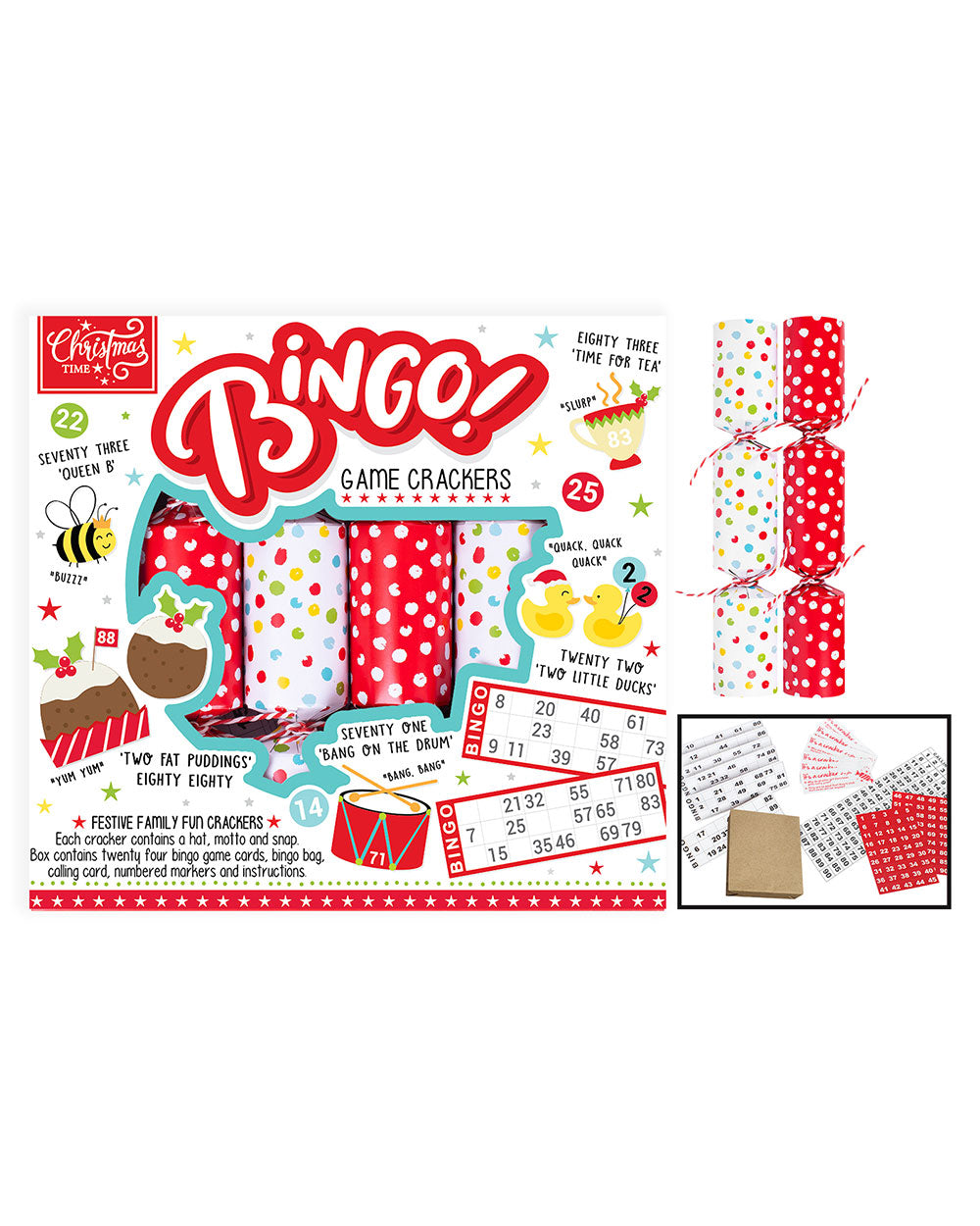 Homesmiths Christmas 6 Piece Set Bingo Game Crackers Multicolor