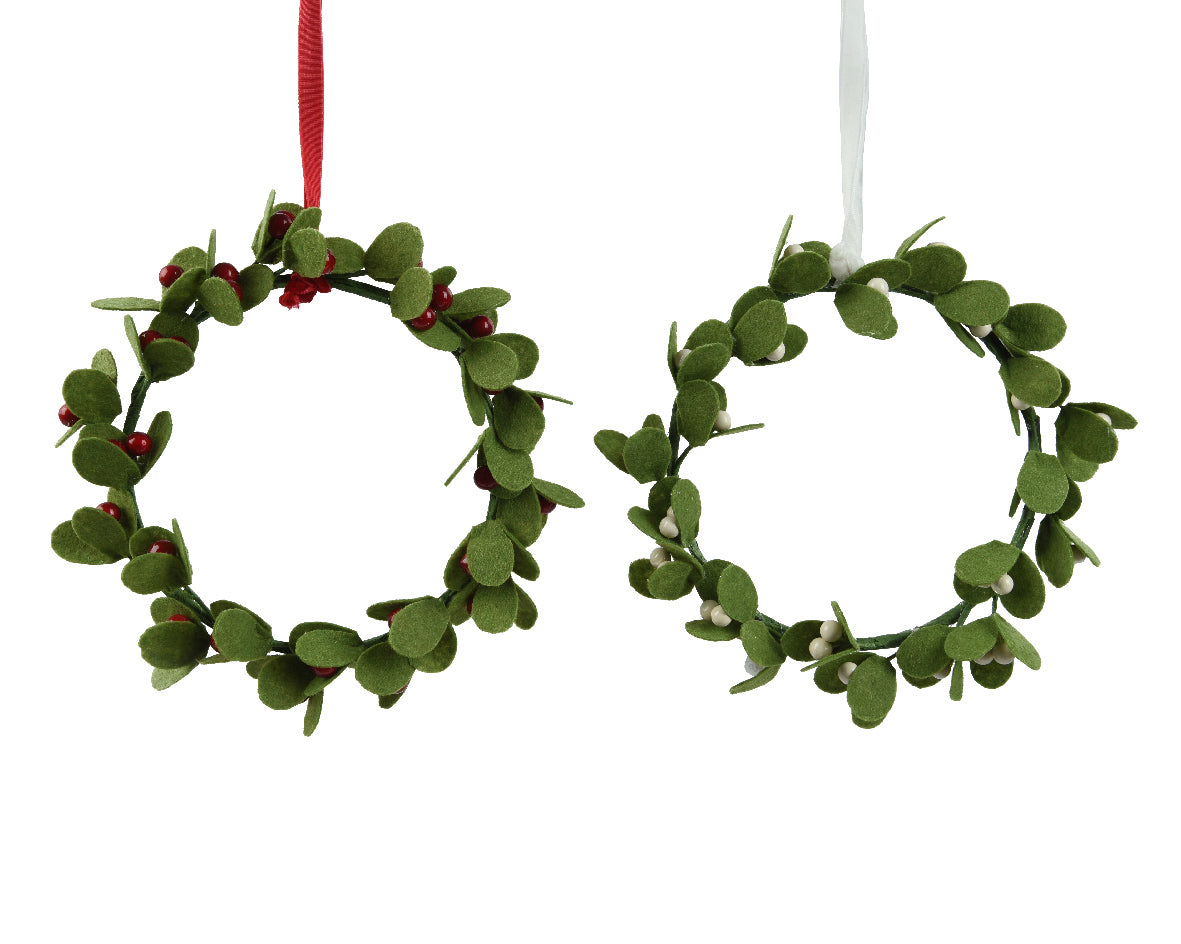 Homesmiths Mistletoe Wreath White & Rosemary Green 20cm