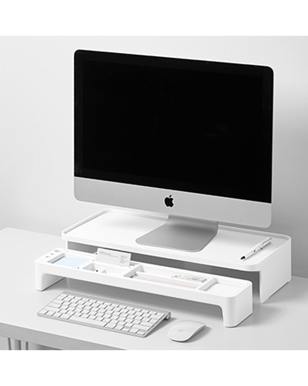 Litem Monitor Stand + Organizer Set of 2 White