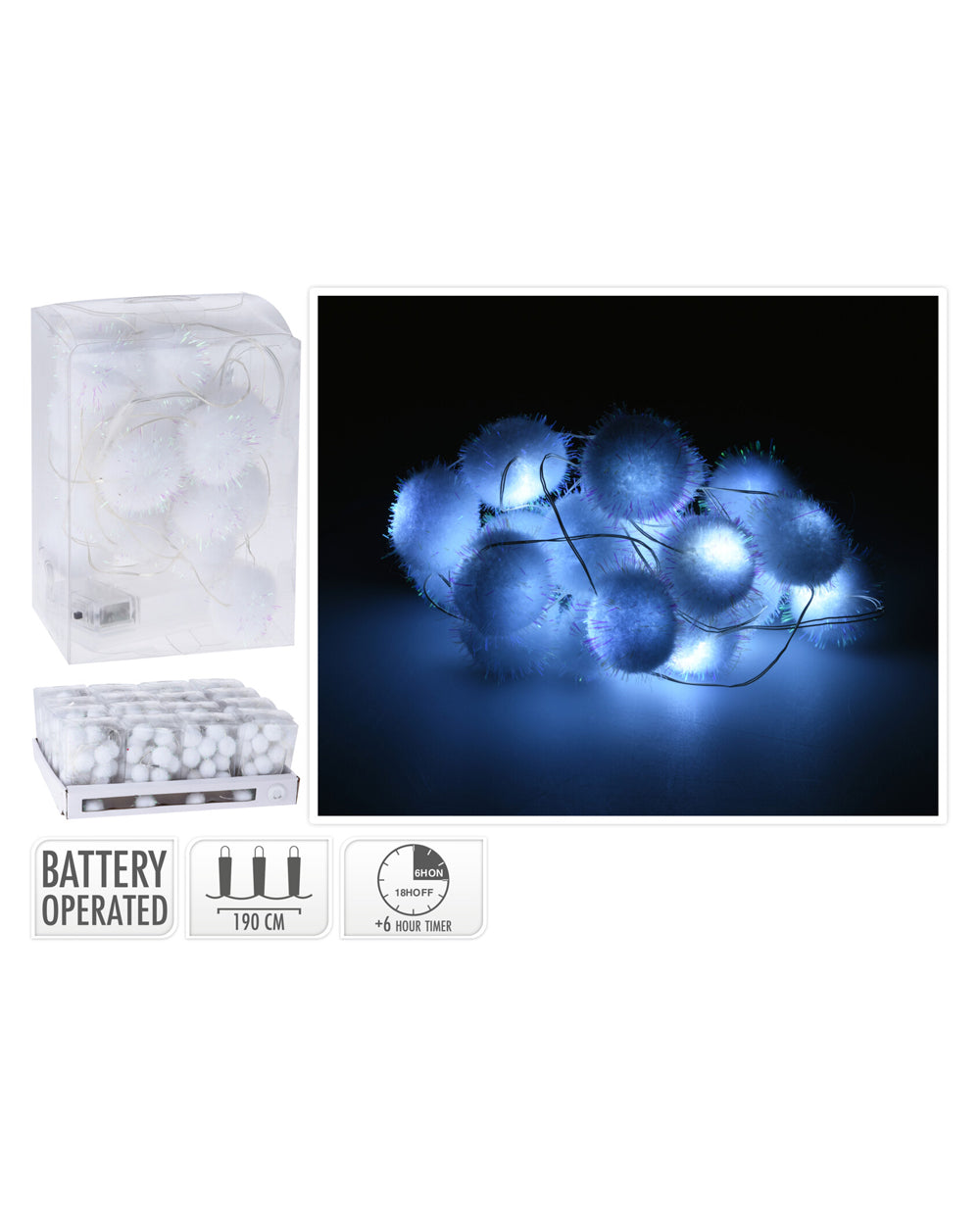 Homesmiths Garland 20Led Snowball White