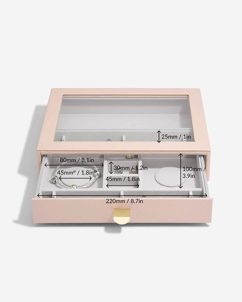 Stackers Classic Charm Drawer with Glass Lid Blush Pink