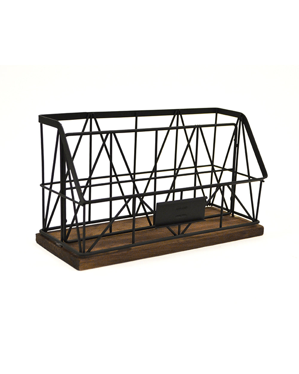 AQ Kenya Wire & Dark Wood Desk Organizer