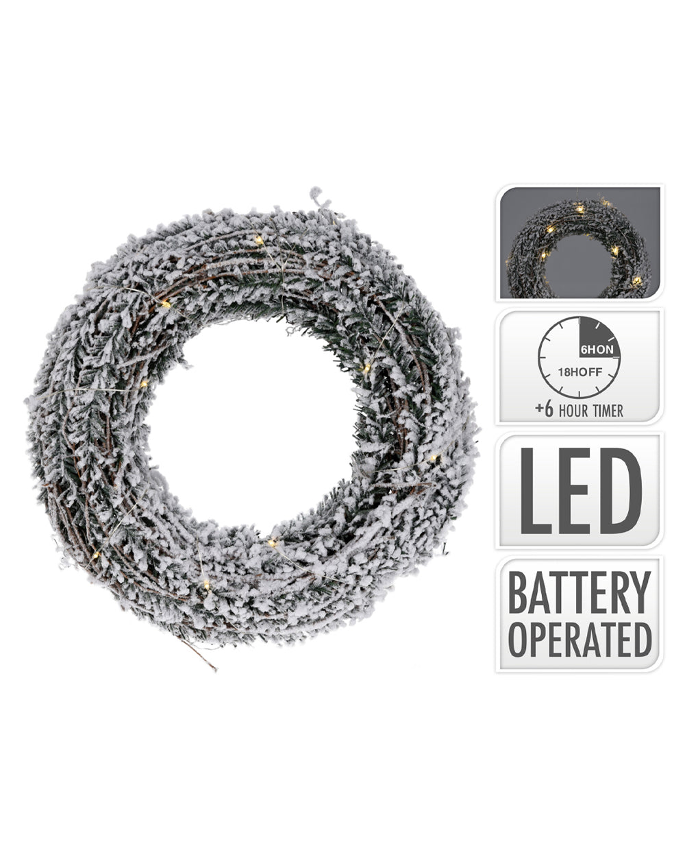 Homesmiths Christmas Wreath 20Led 30Cm Rotan