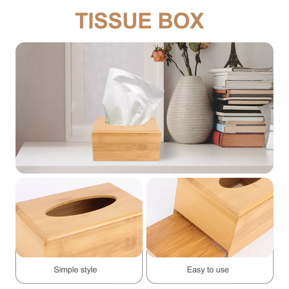 Honeybee Bamboo Tissue Holder 23 x 12 x 8.5 cm