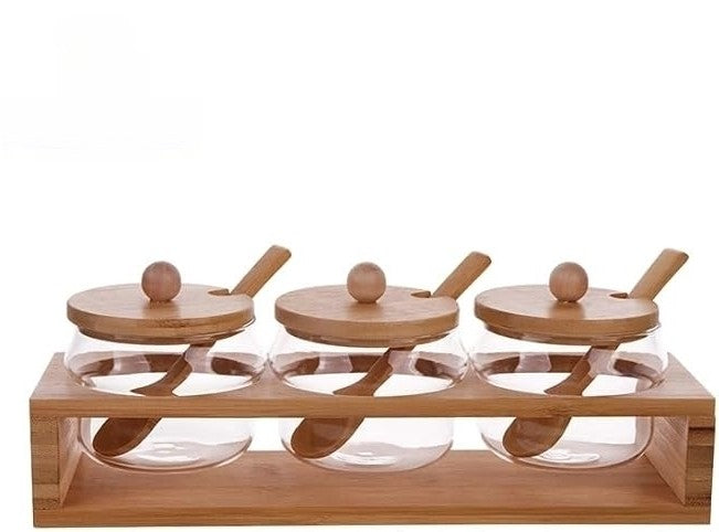 Honeybee 3 Pieces Glass Can Food Storage Containers