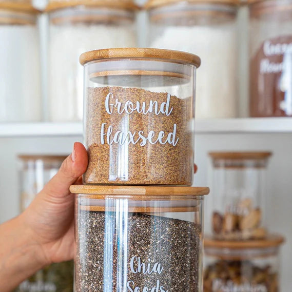 Honeybee 500ML Round Glass with Bamboo Cover