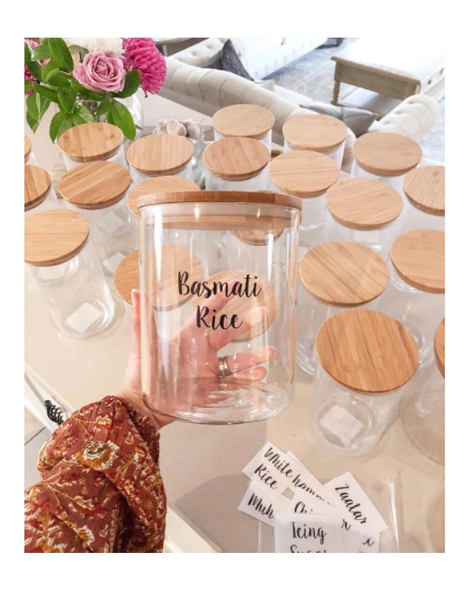 Honeybee 1 Liter Round Glass with Bamboo Cover