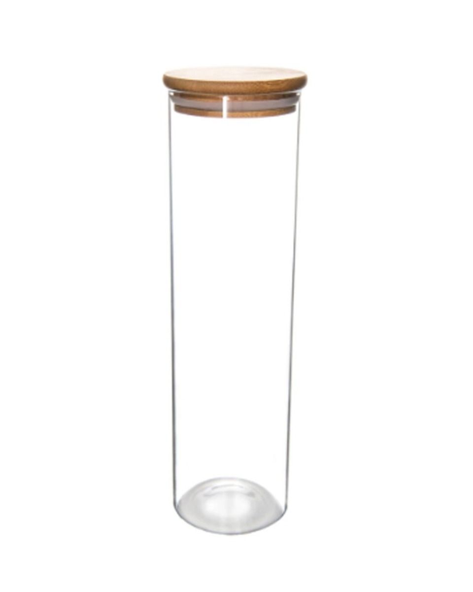 Honeybee 1.25 Liter Tall Round Glass with Bamboo Cover