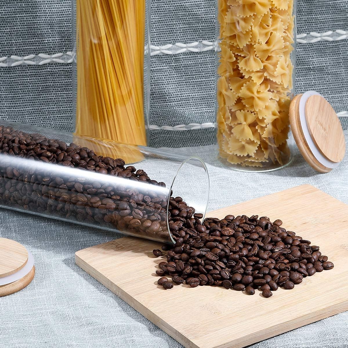 Honeybee 1.25 Liter Tall Round Glass with Bamboo Cover