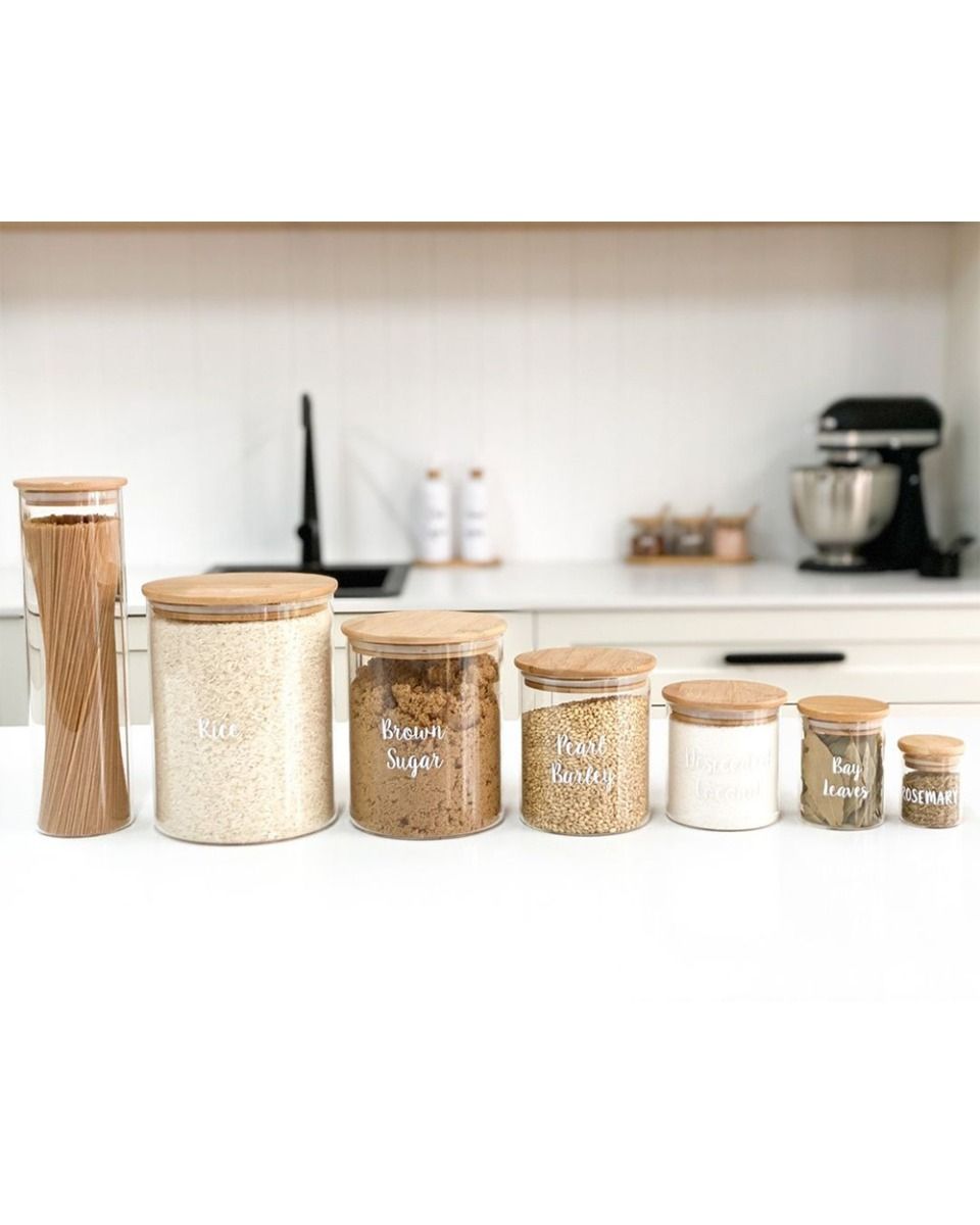 Honeybee 1.75 Liter Tall Square Glass with Bamboo Cover