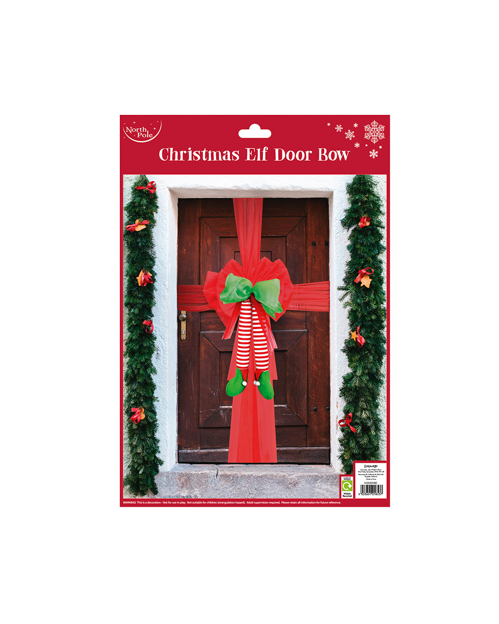 North Pole Large elf Door Bow Red