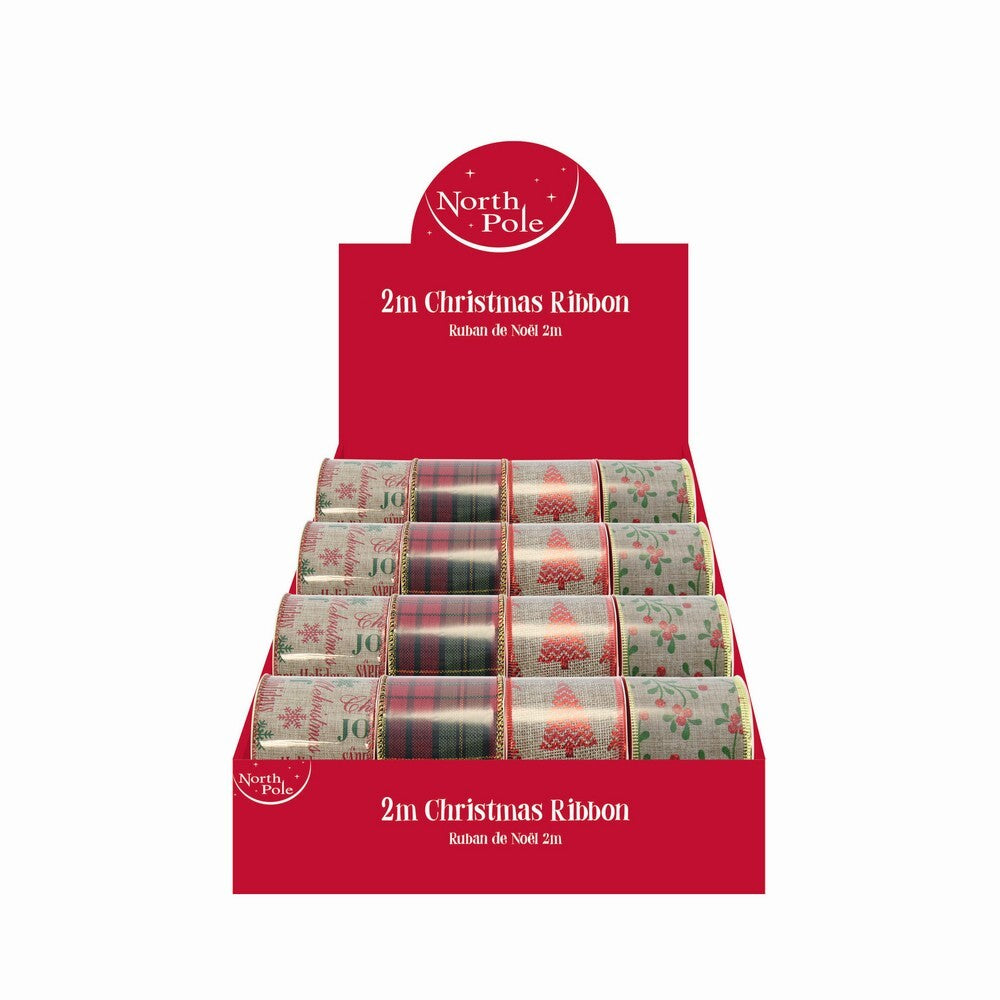 Eurowrap North Pole 2-Meter Christmas Ribbon – Holiday Gift Wrapping, Seasonal Decoration, Festive Craft, Christmas Packaging, and Holiday Celebration Essentials