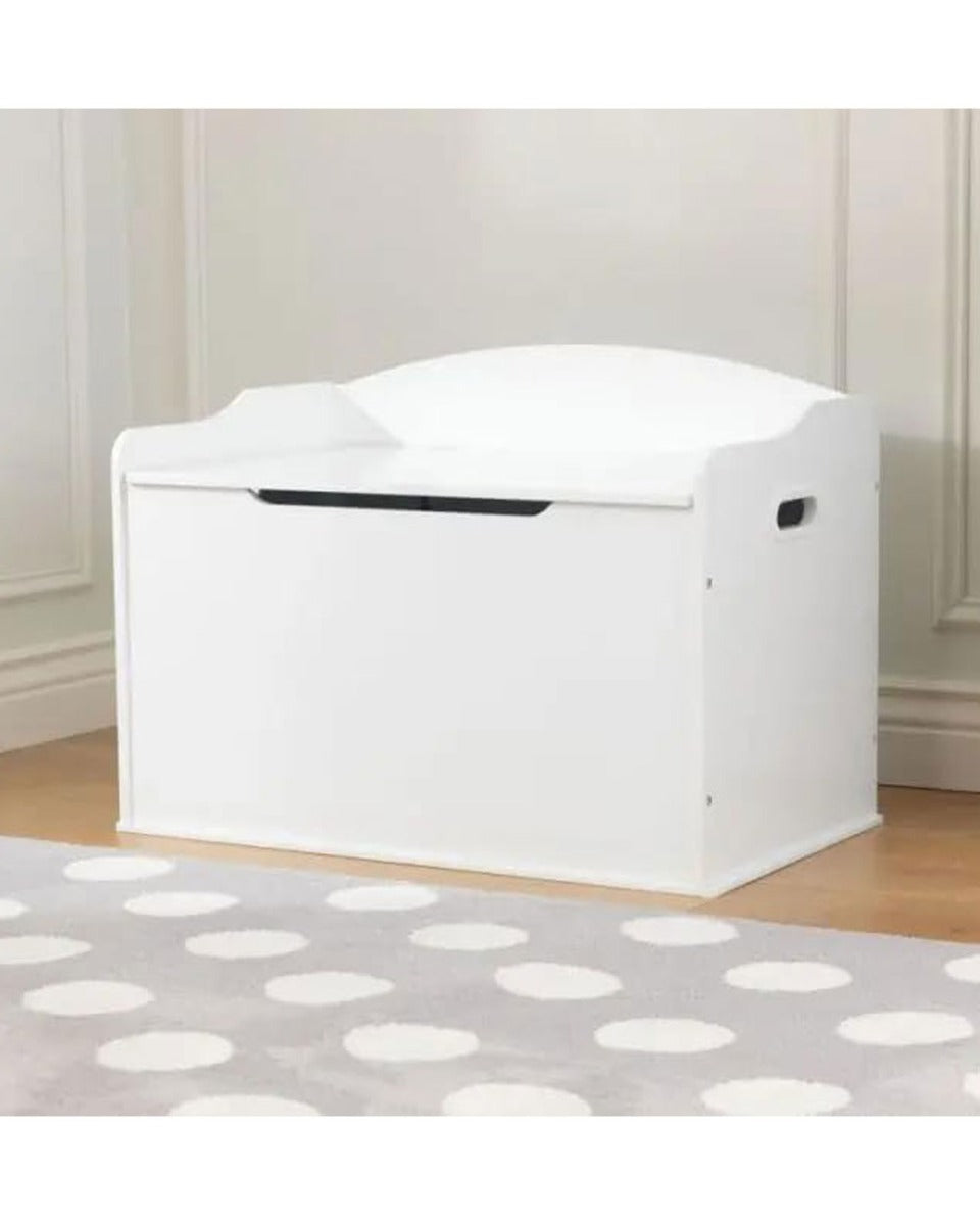 Homesmiths Toy Box - White Wooden Storage Bench with Lid for Kid & Toddler Room, L76.2cm x W45.72cm x H53.97cm