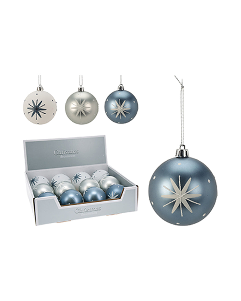 Homesmiths Xmas Ball With Snow Star 8Cm Assorted 1 Piece