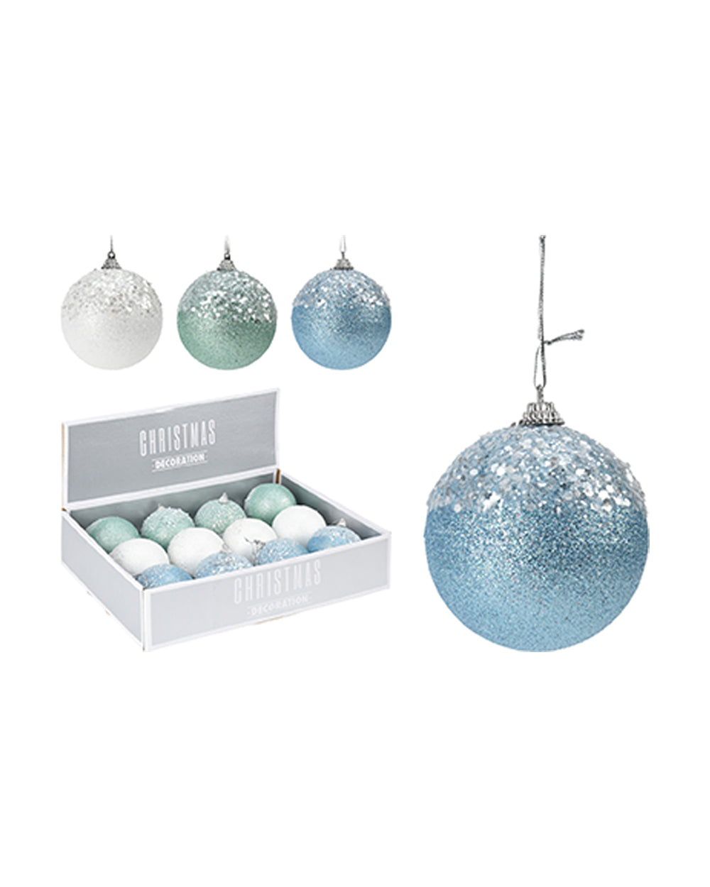 Homesmiths Xmas Glitter Ball Deco 80Mm Assorted 1 Piece Caa730330