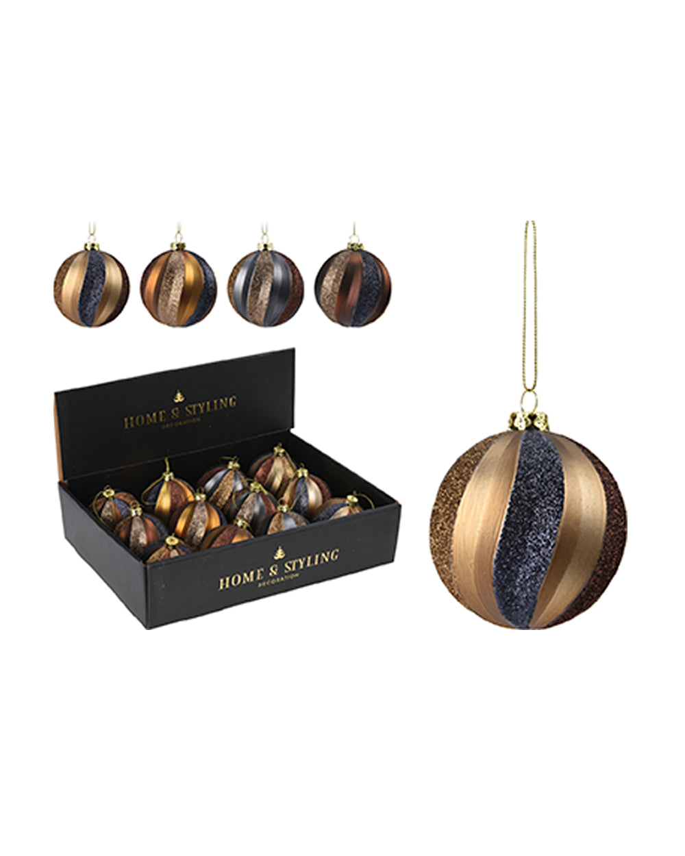 Homesmiths Xmas Glitter Ball Deco 80Mm Assorted 1 Piece