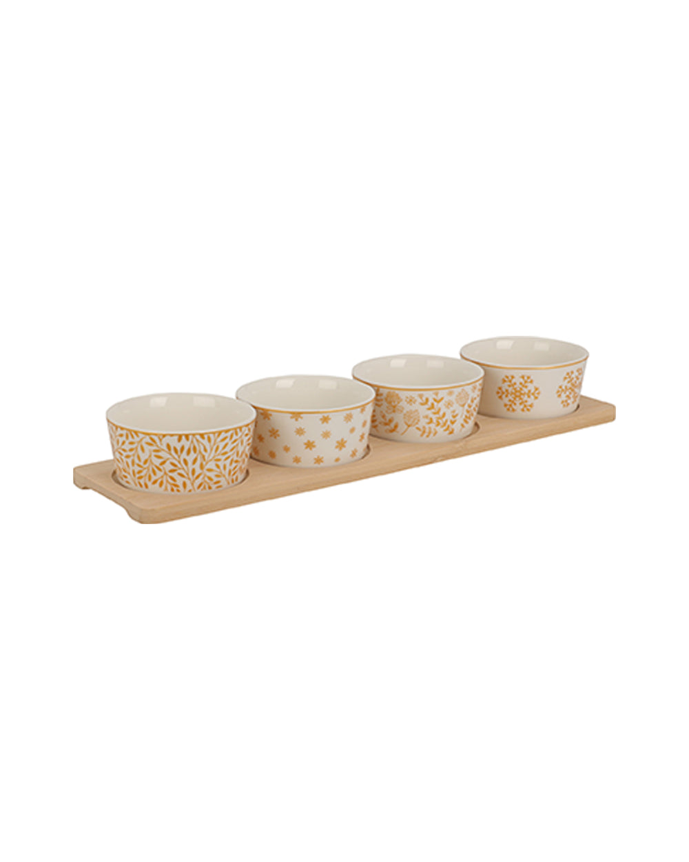 Homesmiths Xmas Serving Bowls With Bamboo Set Gold
