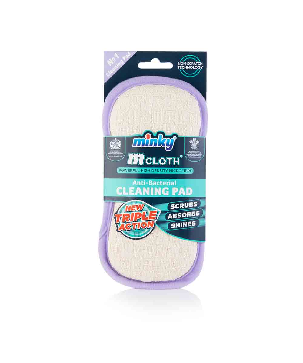 Minky Cloth Triple Action Anti-Bacterial Cleaning Pad - Lilac