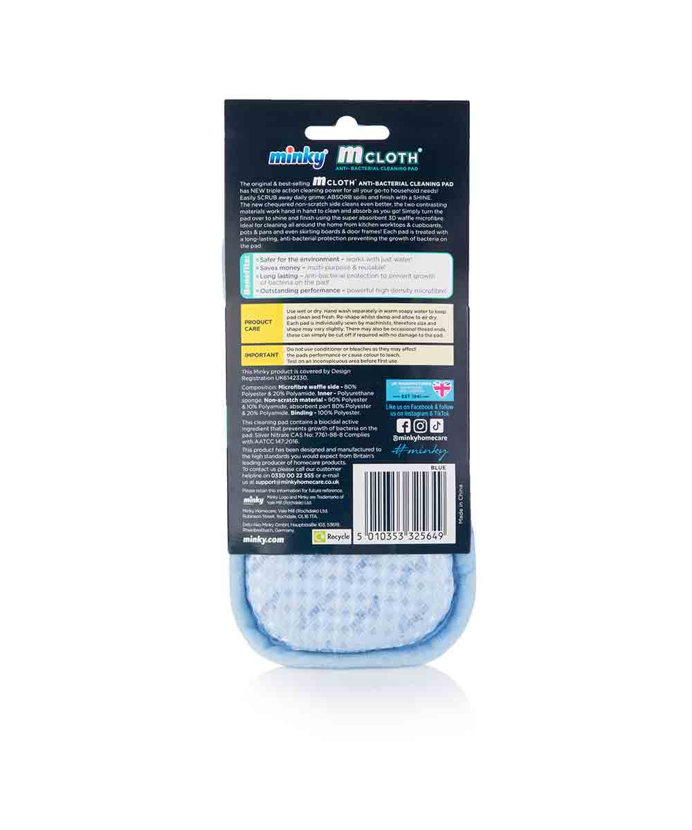 Minky Triple Action Anti-Bacterial Cleaning Pad - Blue