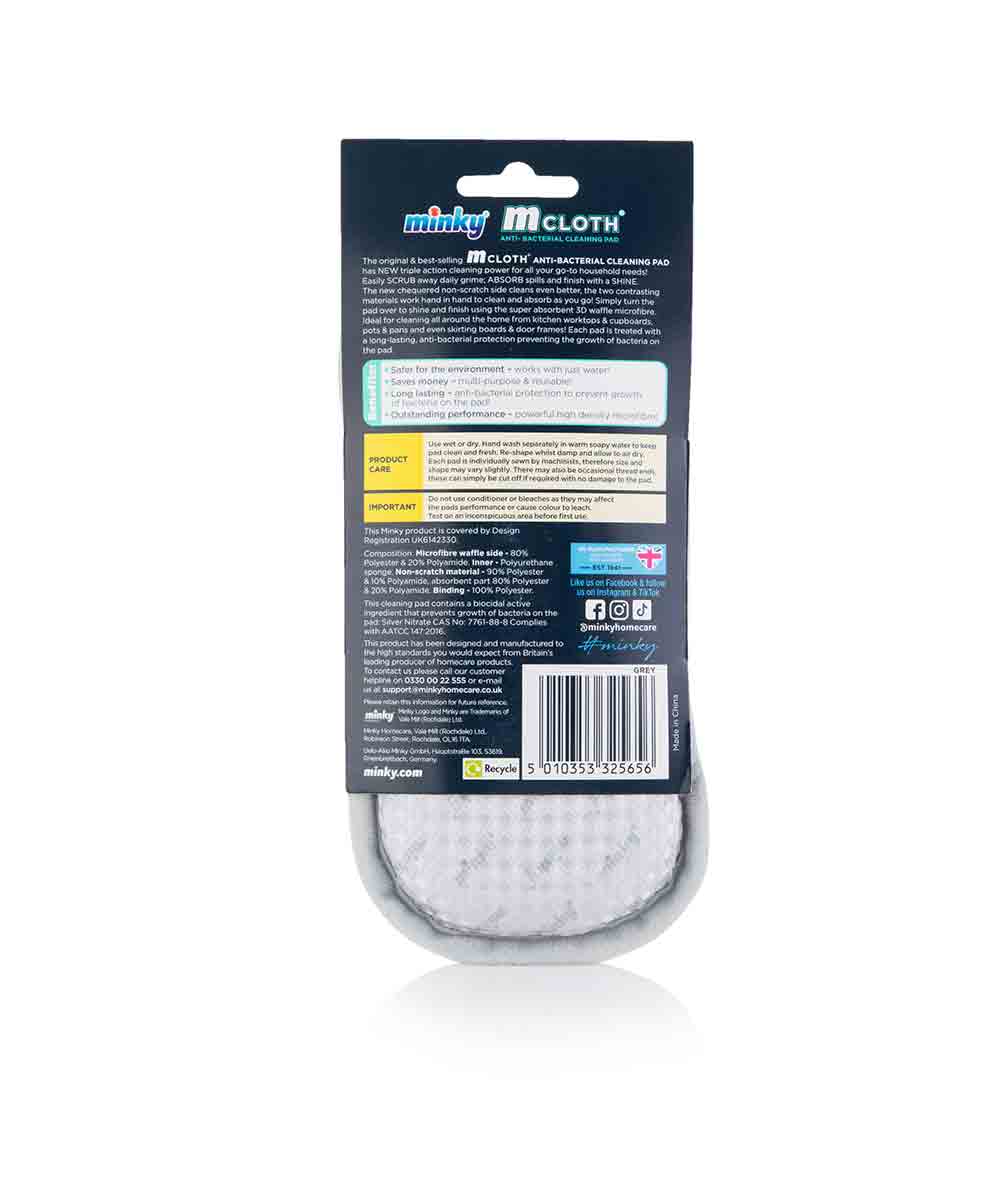 Minky Triple Action Anti-Bacterial Cleaning Pad - Grey