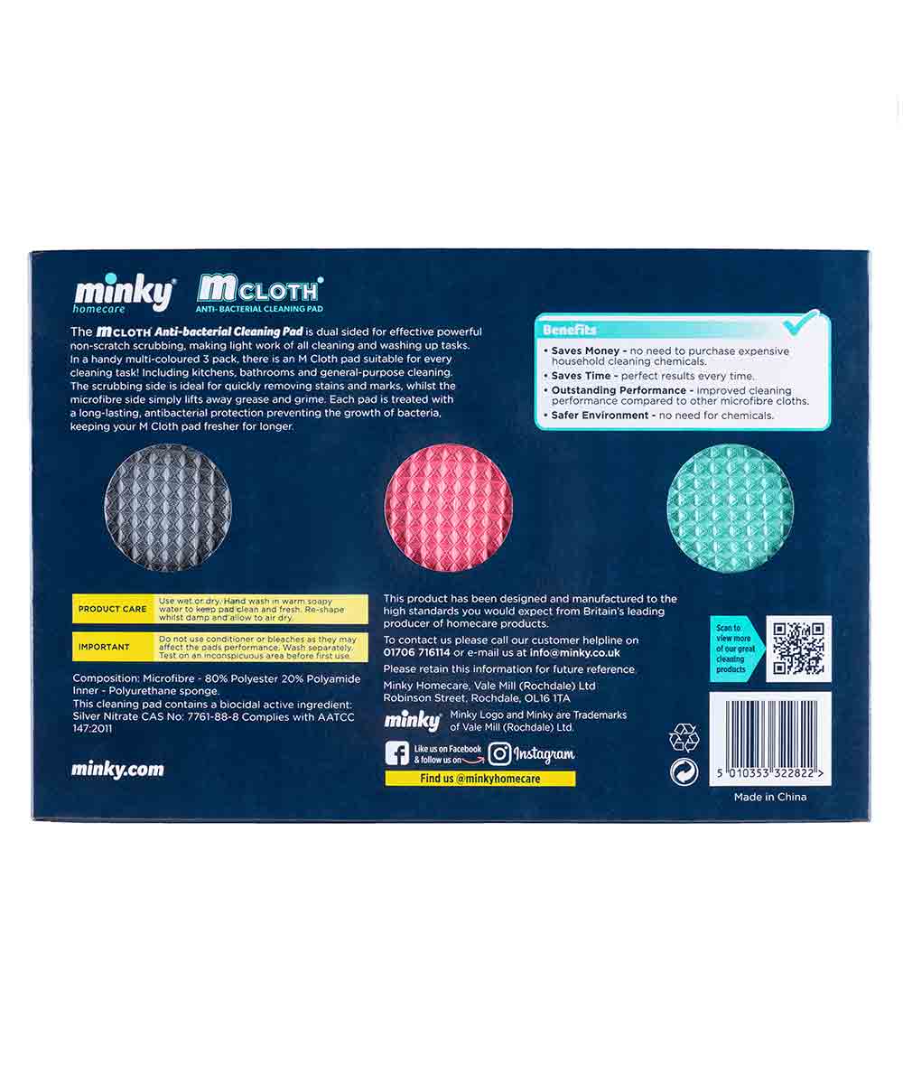 Minky Microfiber cloth anti-bacterial pad pack of 3