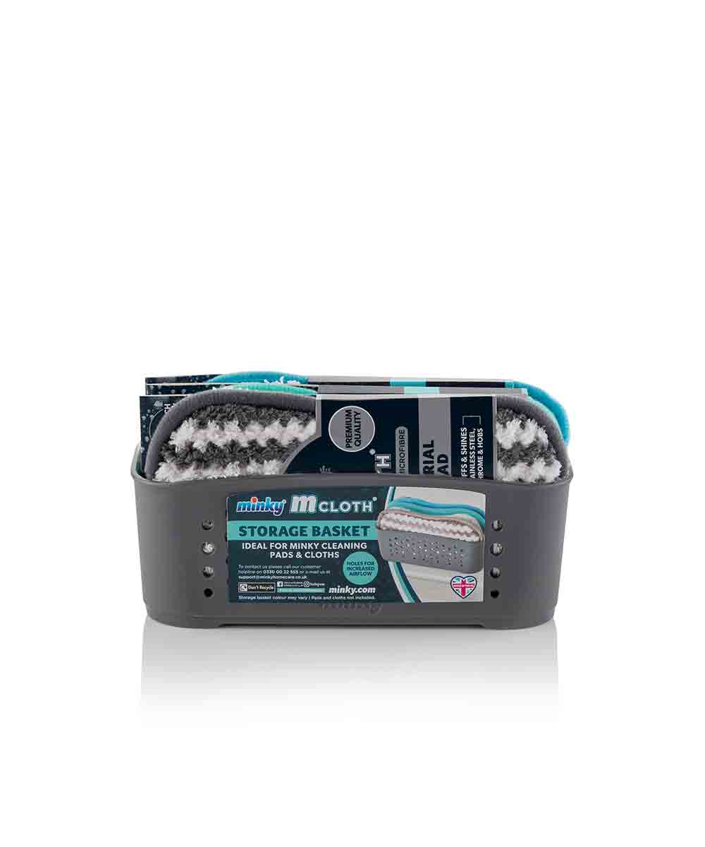 Minky Microfiber Cloth Storage Basket Set with 3 pads Grey