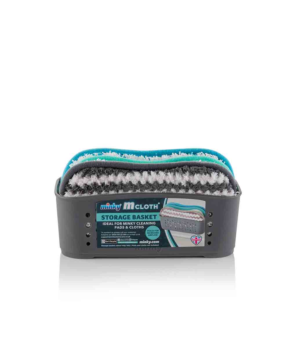 Minky Microfiber Cloth Storage Basket Set with 3 pads Grey