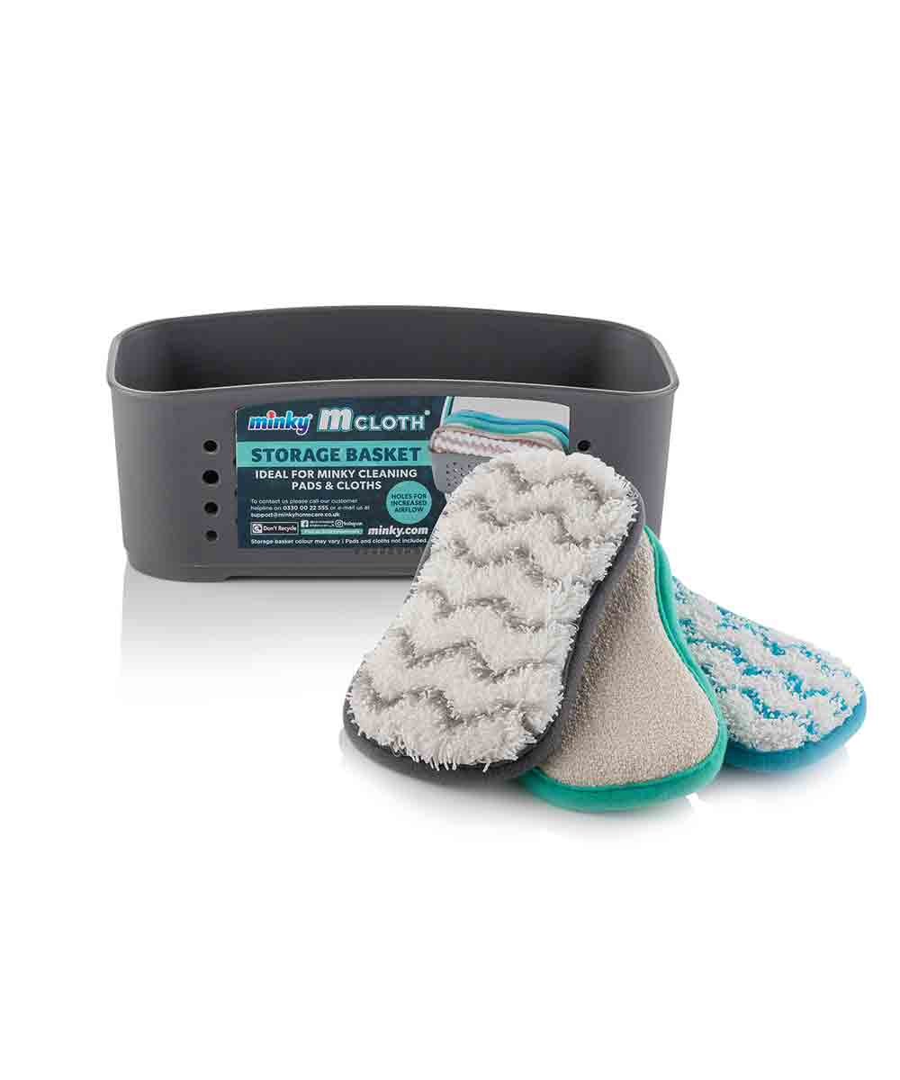 Minky Microfiber Cloth Storage Basket Set with 3 pads Grey
