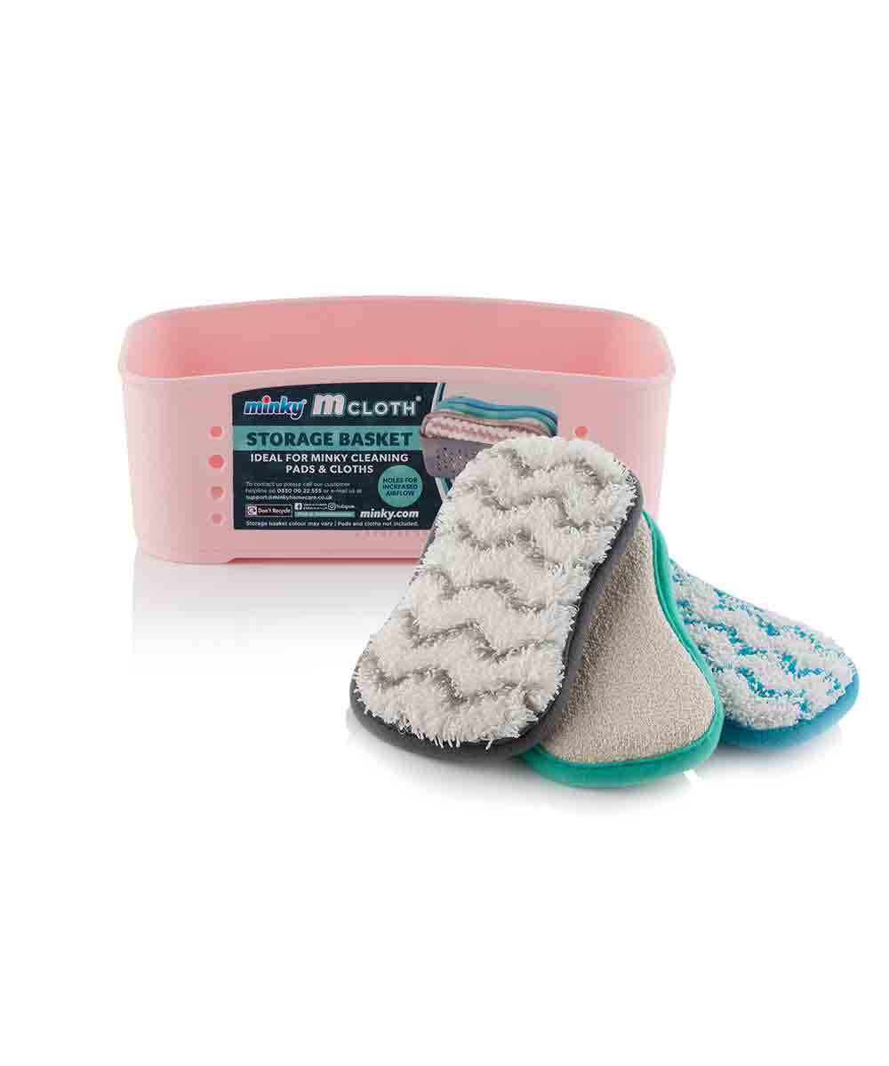 Minky Microfiber Cloth Storage Basket Set with 3 pads Pink