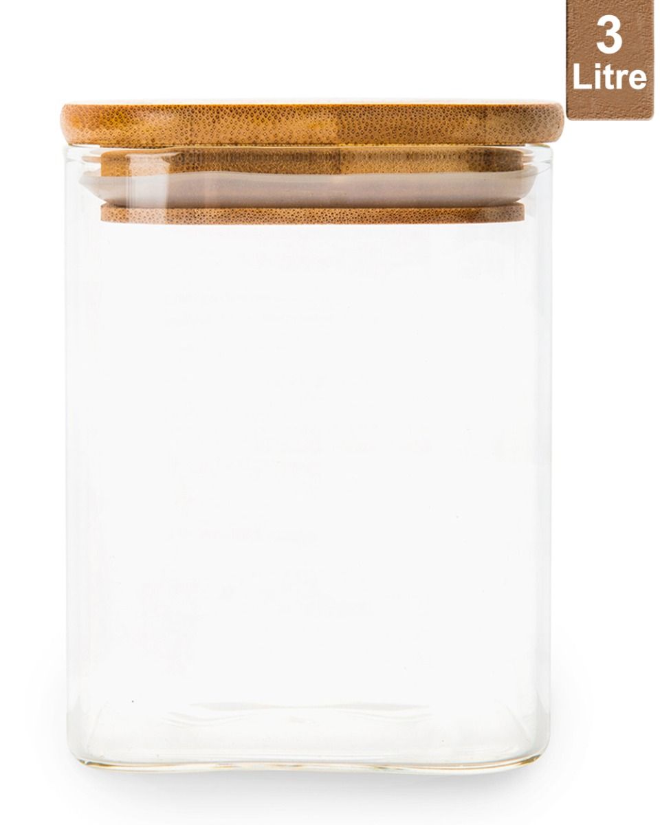 Honeybee 3 Liter Round Glass with Bamboo Cover