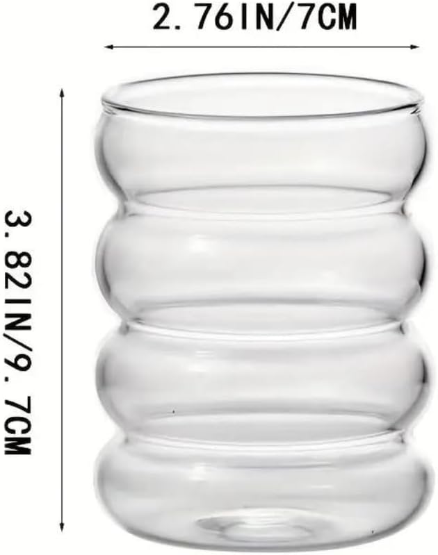 Honeybee 330ML Borosilicate Vintage Glass With Straw Set of 4